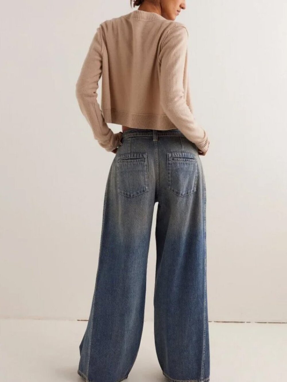 Free People We The Free Block Party Pleated Boyfriend Jeans 30 NWT - Picture 3 of 16